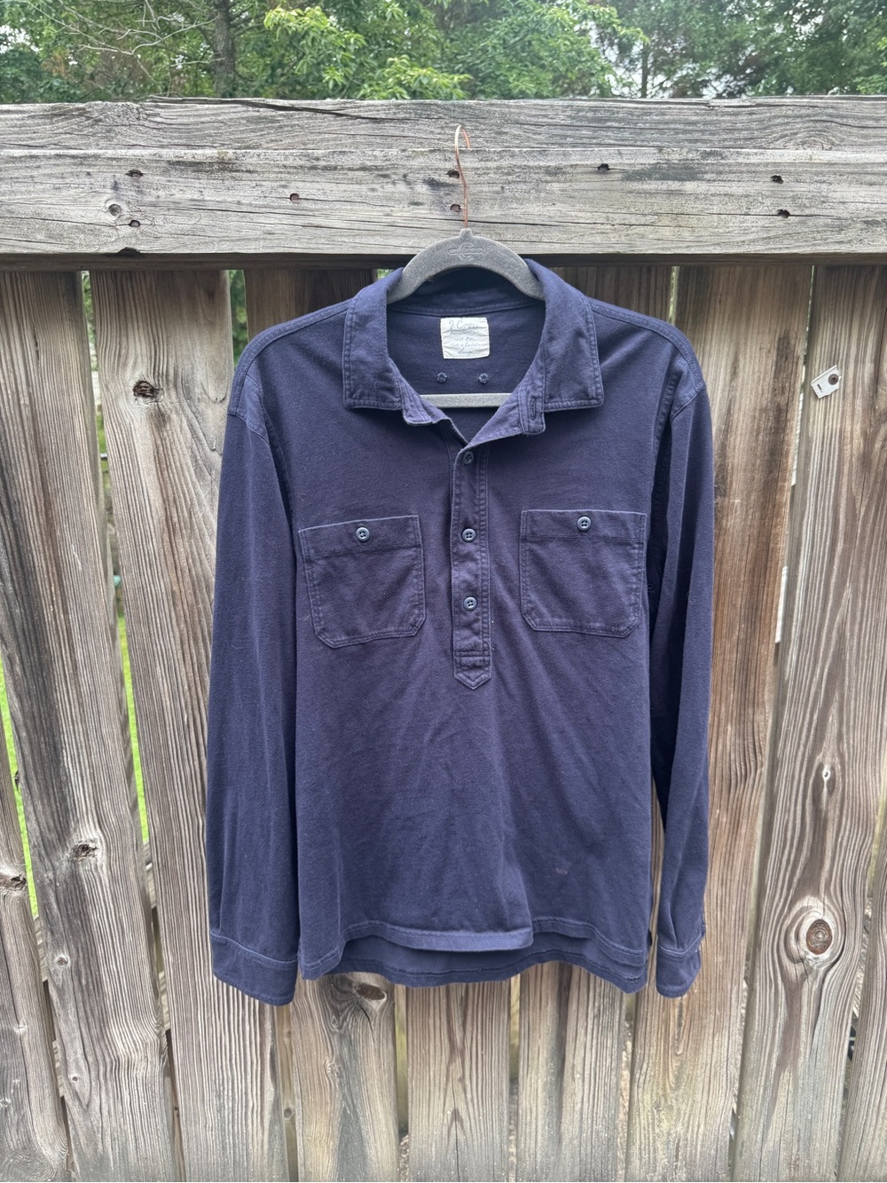 J. Crew Navy Long-Sleeve Popover Polo